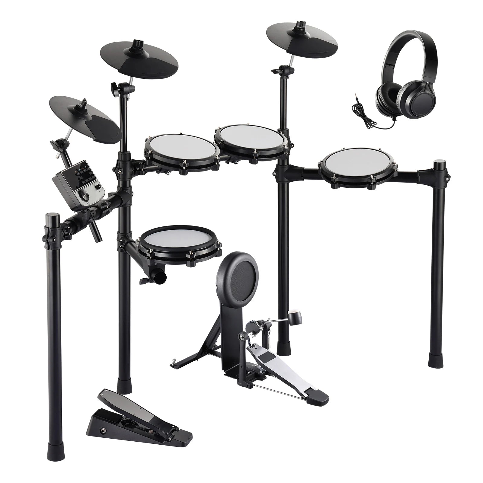 SucceBuy Electric Drum Set 32 Drum Kits & 480 Sounds, USB MIDI Supported 8 / 10 in Quiet Mesh+10 in Cymbals Drum Sticks Easy Use