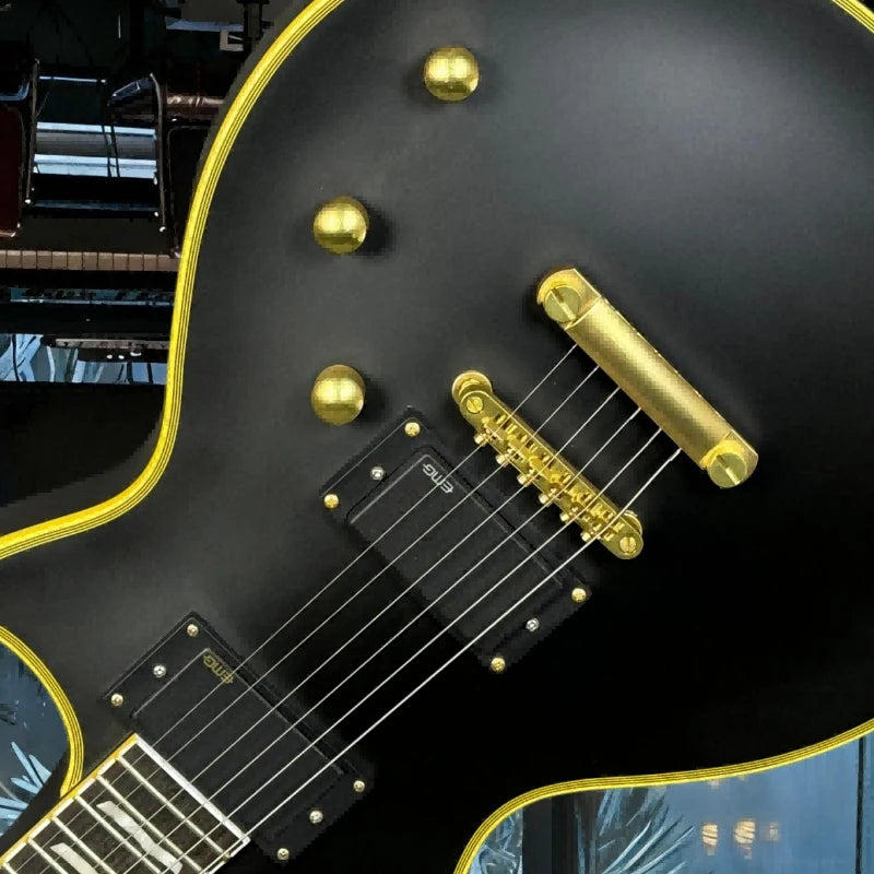 Gift Christmas Black LPAUL Electric Guitar Mahogany Body Flamed Fingerboard Free Shipping