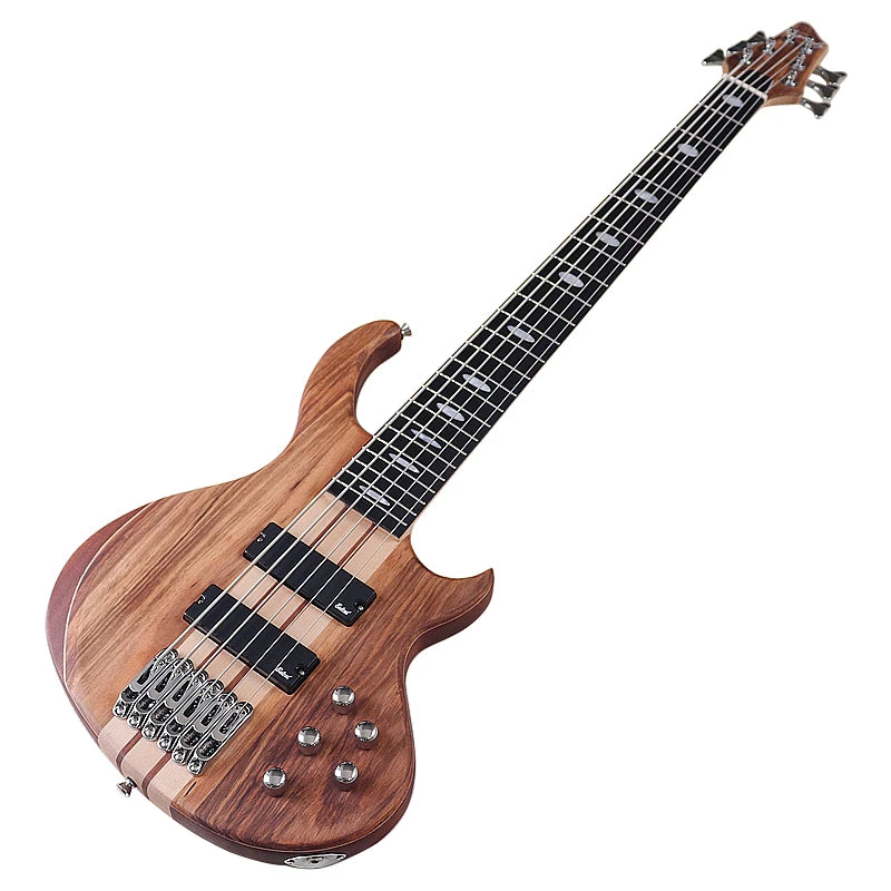 Active Electric Bass Guitar Tree Burl Top Neck Through 43 Inch 6 String 7 String Matte High Quality Bass