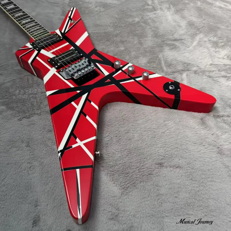 For Big Fork Electric Guitar with Striped Finish | Professional Heavy Metal Performance Guitar