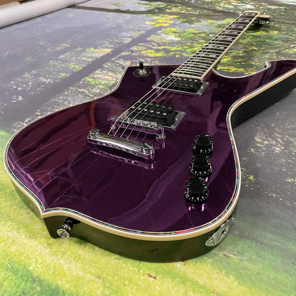 PURPLE Ibn Iceman Electric Guitar with Maple Back/Sides Crack Mirror Body & HH Chrome Bridge Hardware guitars