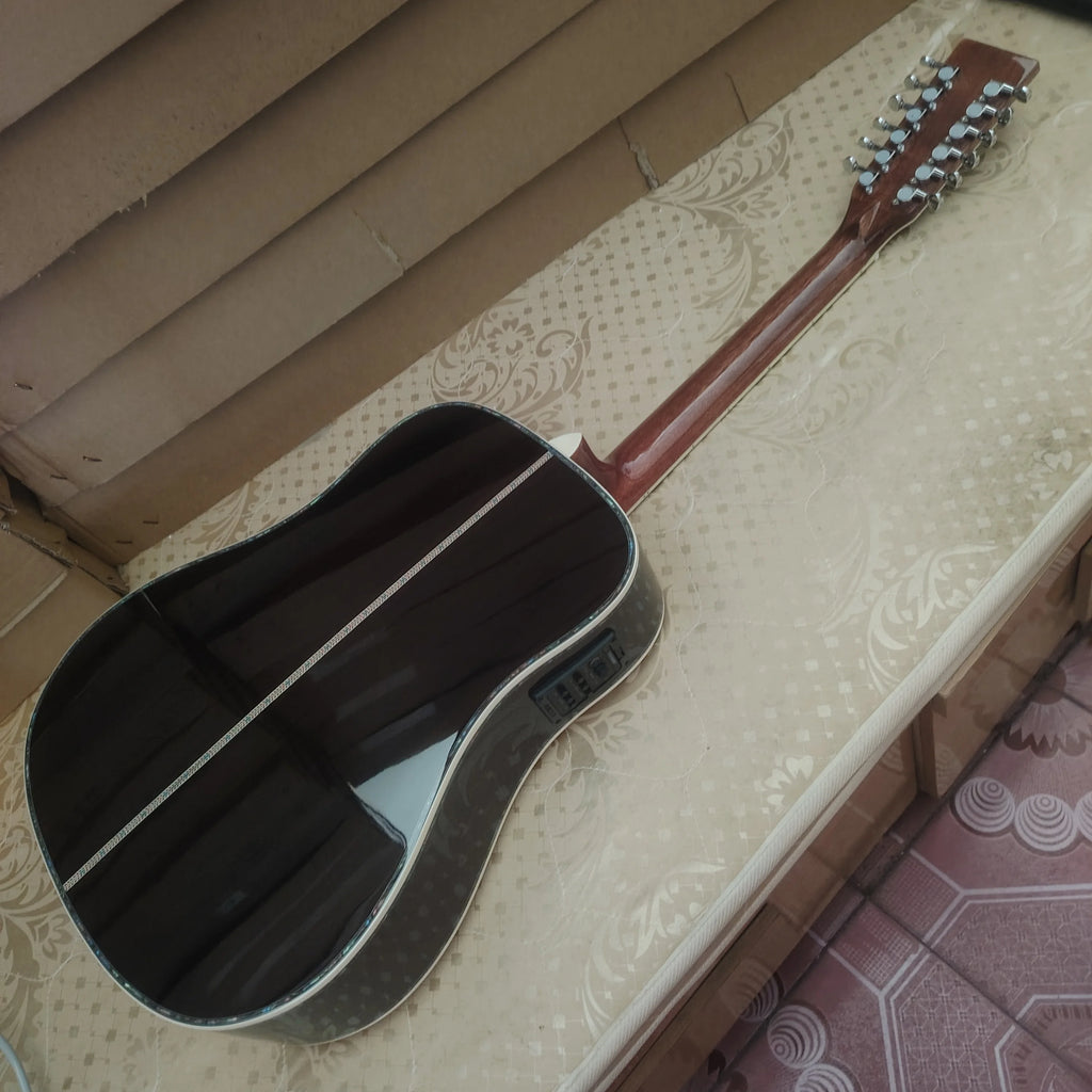 High quality 41 inch 12 string transparent color D45 guitar folk guitar/solid spruce top/301EQ/local warehouse fast shipping
