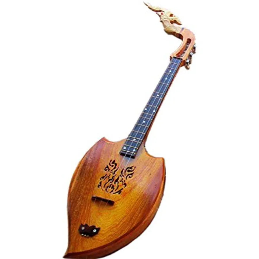 Isarn Acoustic Phin 3 Strings Thai Lao Guitar Musical Instrument for Traditional Thai Music Performance Handcrafted Melodic Des
