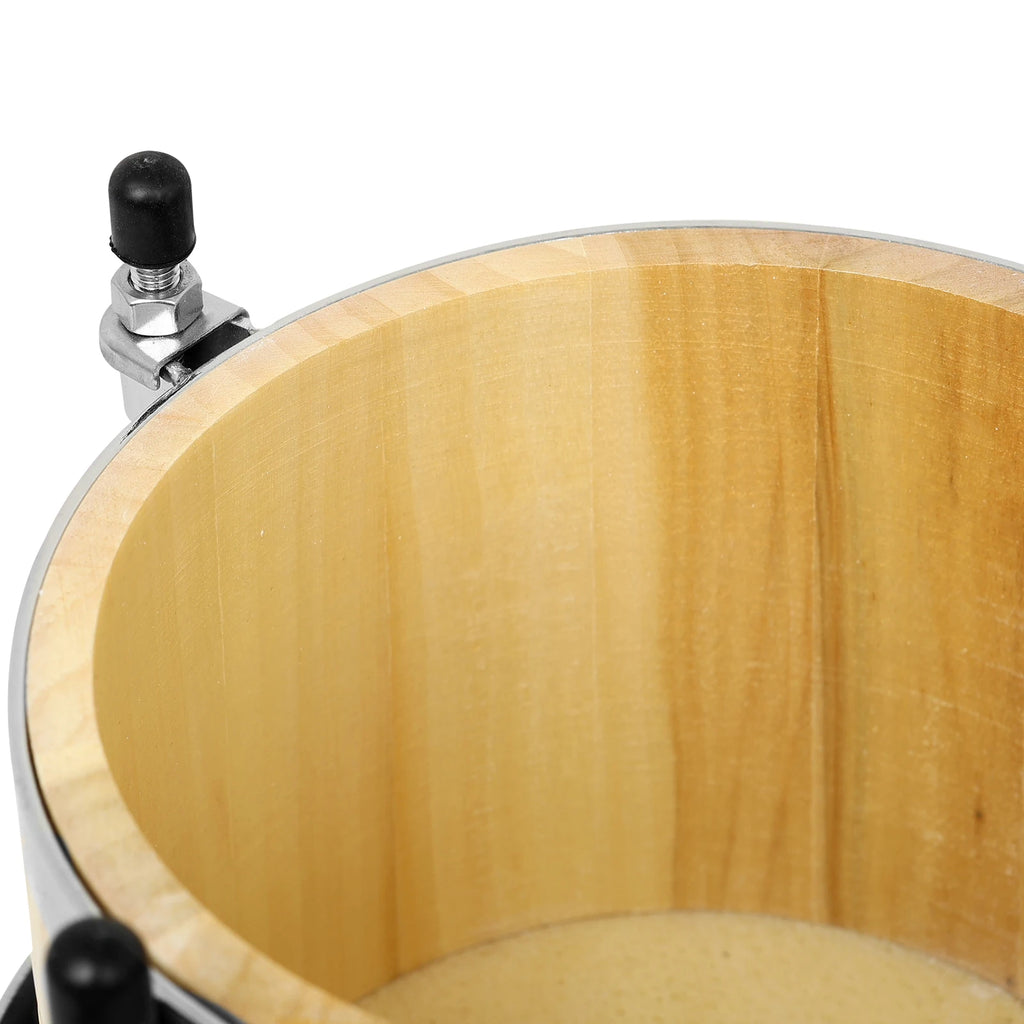 M MBAT Bongo Drum Oak+Buffalo Leather Double Drum African Jazz Style Tambourine Cuban Drum Portable Percussion Instrument