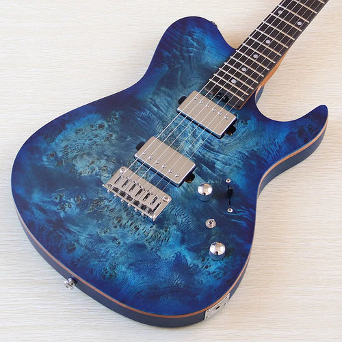 6String Electric Guitar Tree Burl Top Roasted Maple Neck 39 Inch Okoume Body Matte Performance Guitar Blue&Black Good Handicraft