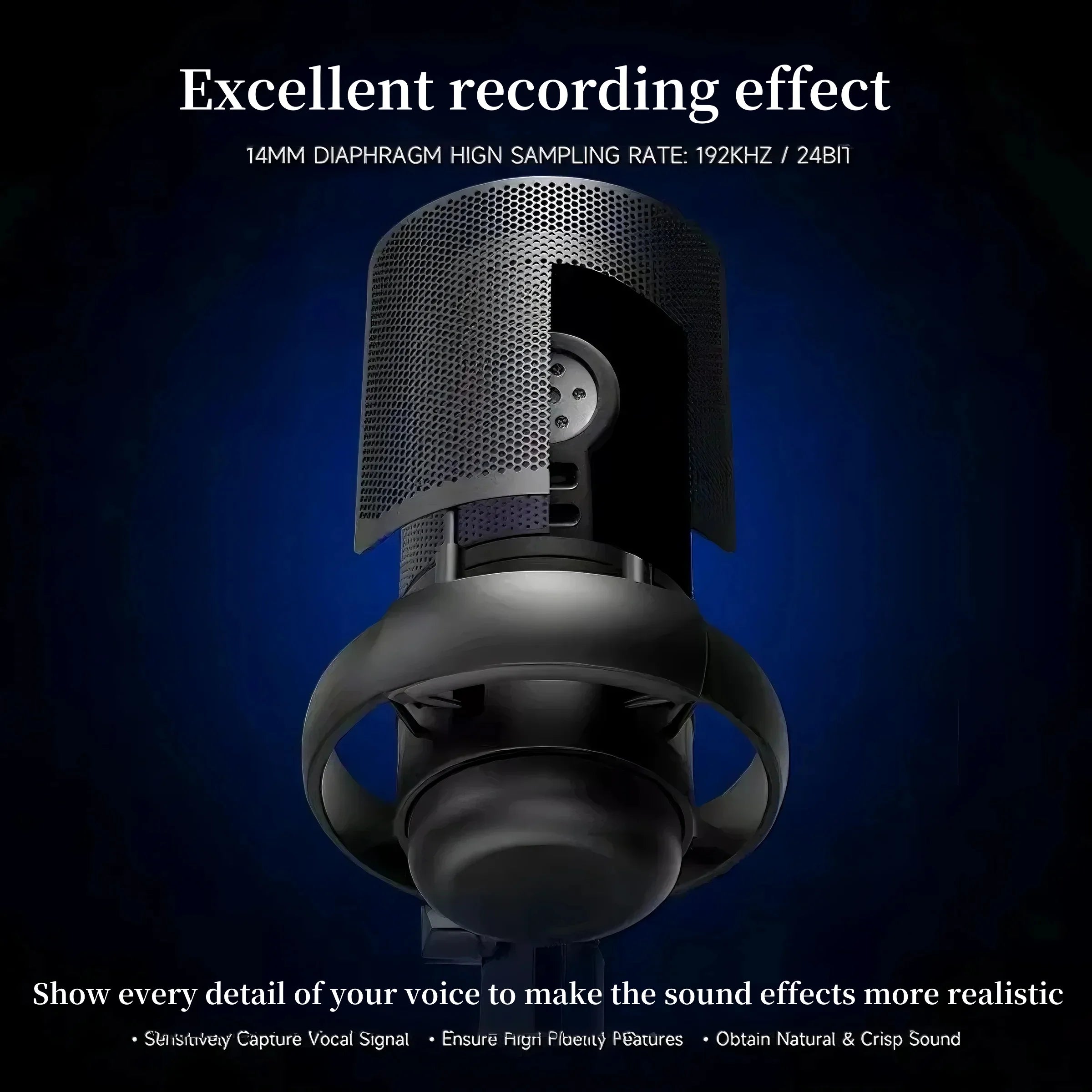 Professional USB microphone, computer condenser microphone, RGB microphone, suitable for game live video recording and recording