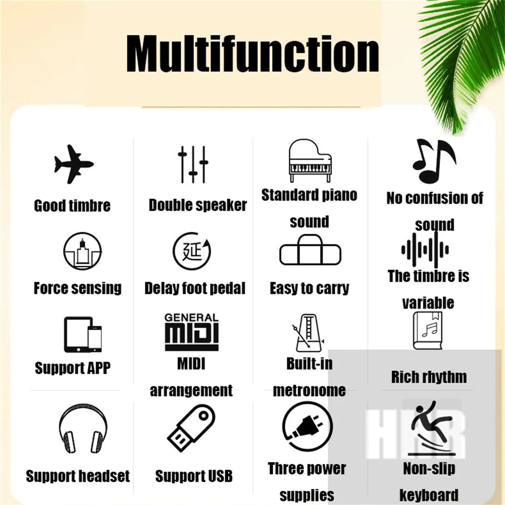 88 Keys Portable Digital Piano Multifunctional Electronic Keyboard Piano Student Gift 88035 Musical Instrument Beginner