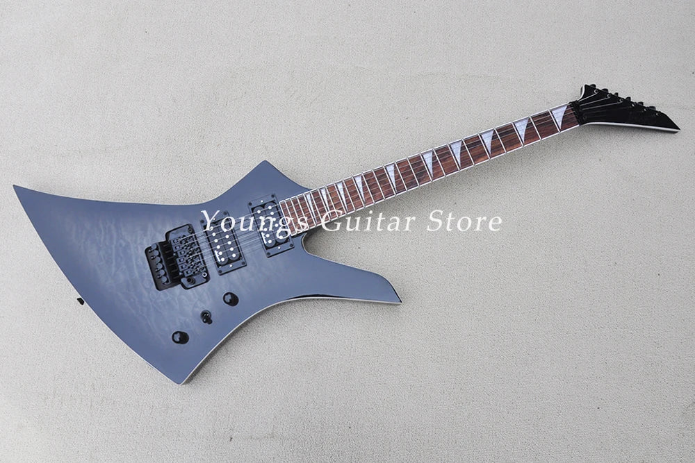 Special-shaped Black 6 Strings Electric Guitar with Flame Maple Veneer Rosewood Fretboard Offer Customize YSGS-8119