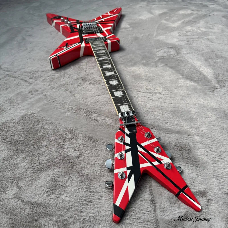 For Big Fork Electric Guitar with Striped Finish | Professional Heavy Metal Performance Guitar