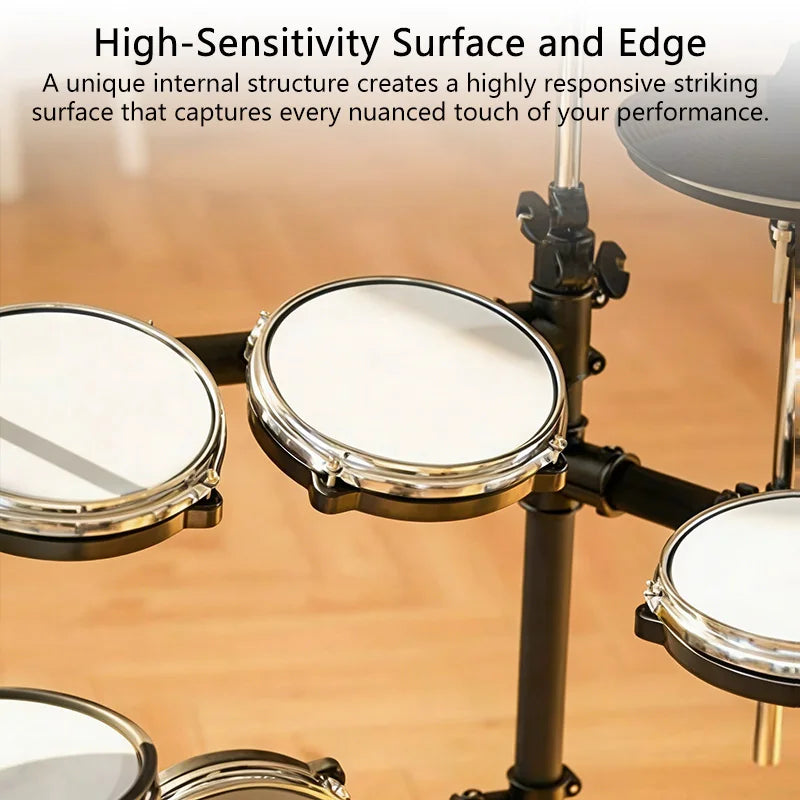 Electronic Drum Set 5 Drums 4 Cymbals Mesh Head Kit with Portable Stand 222 Sounds MIDI Out AUX-IN USB for Home Music Practice
