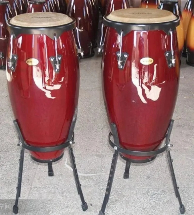 10 Inch and 11 Inch Fiber Glass Materinal Congas, One Set Two Pcs with Stands