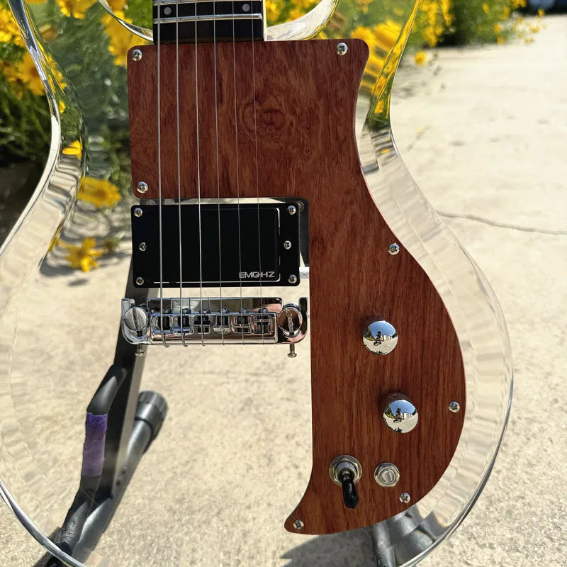 Vicers 24frets transparent acrylic guitar body, EMG pickup, maple neck, in stock, real picture of electric guitar