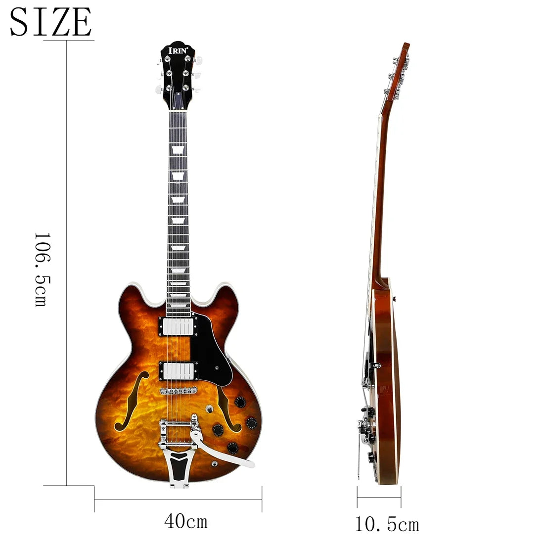 IRIN 22 Frets Jazz Electric Guitar 6 String Color Shell Fingerboard Maple F Hole Semi-hollow Guitarra With Cable Guitar Parts