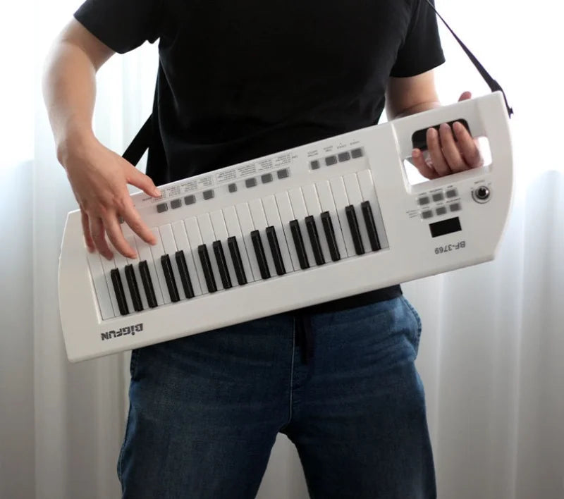 Guitar Electronic Piano Mini Keyboard 37-Key Rechargeable Children Electronic Keyboard Instruments Piano Back Shoulder Carrying