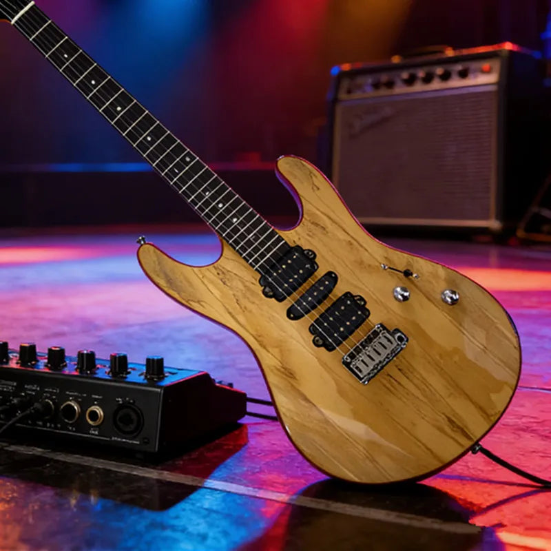 Vicers 24 Frets 6 String Electric Guitar HSH Pickups Basswood Body Rosewood Fretboard Map Pattern Guitar for Performance Practic