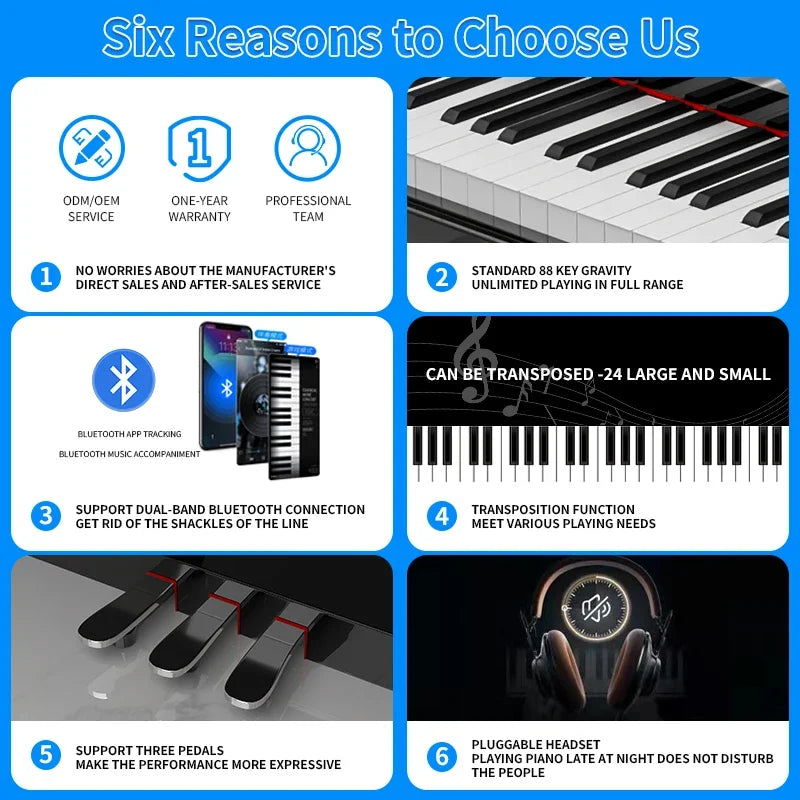 88-key Upright Hammer Piano PVCWood Grain Material Equipped with France DREAM Fifth-generation Audio Source 16Levels Sensitivity