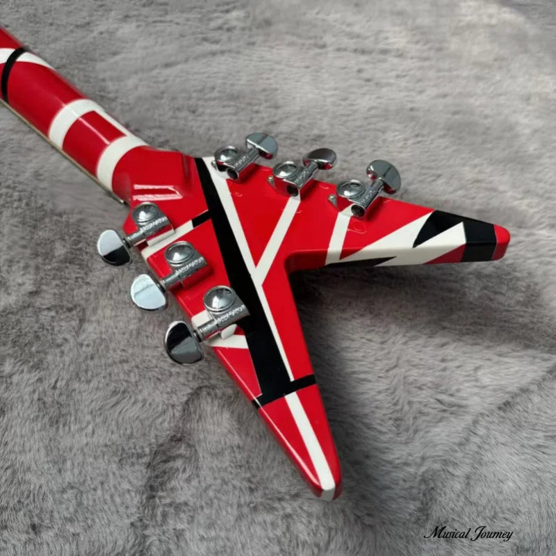 For Big Fork Electric Guitar with Striped Finish | Professional Heavy Metal Performance Guitar