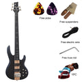 Fretless Electric Bass Guitar 5 String 43inch Solid Ashwood Body Bass Guitar Matte Finish Black Color
