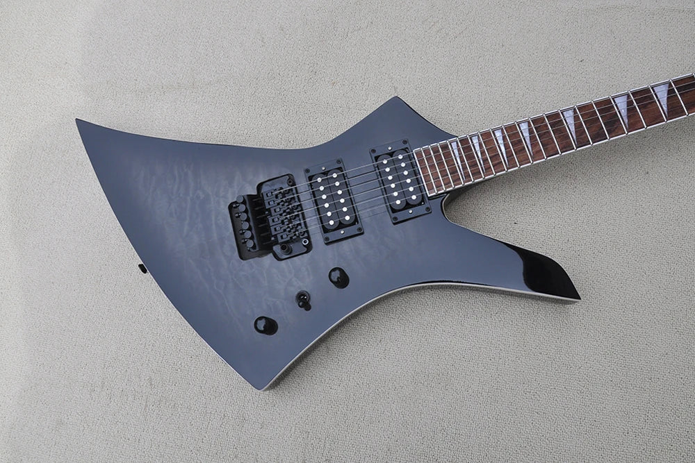 Special-shaped Black 6 Strings Electric Guitar with Flame Maple Veneer Rosewood Fretboard Offer Customize YSGS-8119