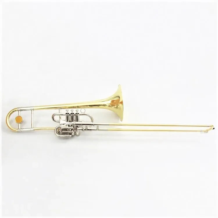 FTB-480 Tenor Trombone in Bb Key Dual Purpose Piston Brass and Gold Lacquer Trombone for Professional Performance Performance