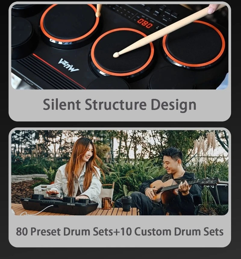 Adult Electronic Drums Portable Drum Set Professional Electronic Drum Kit Beginner Practice Pad Percussion Musical Instrument