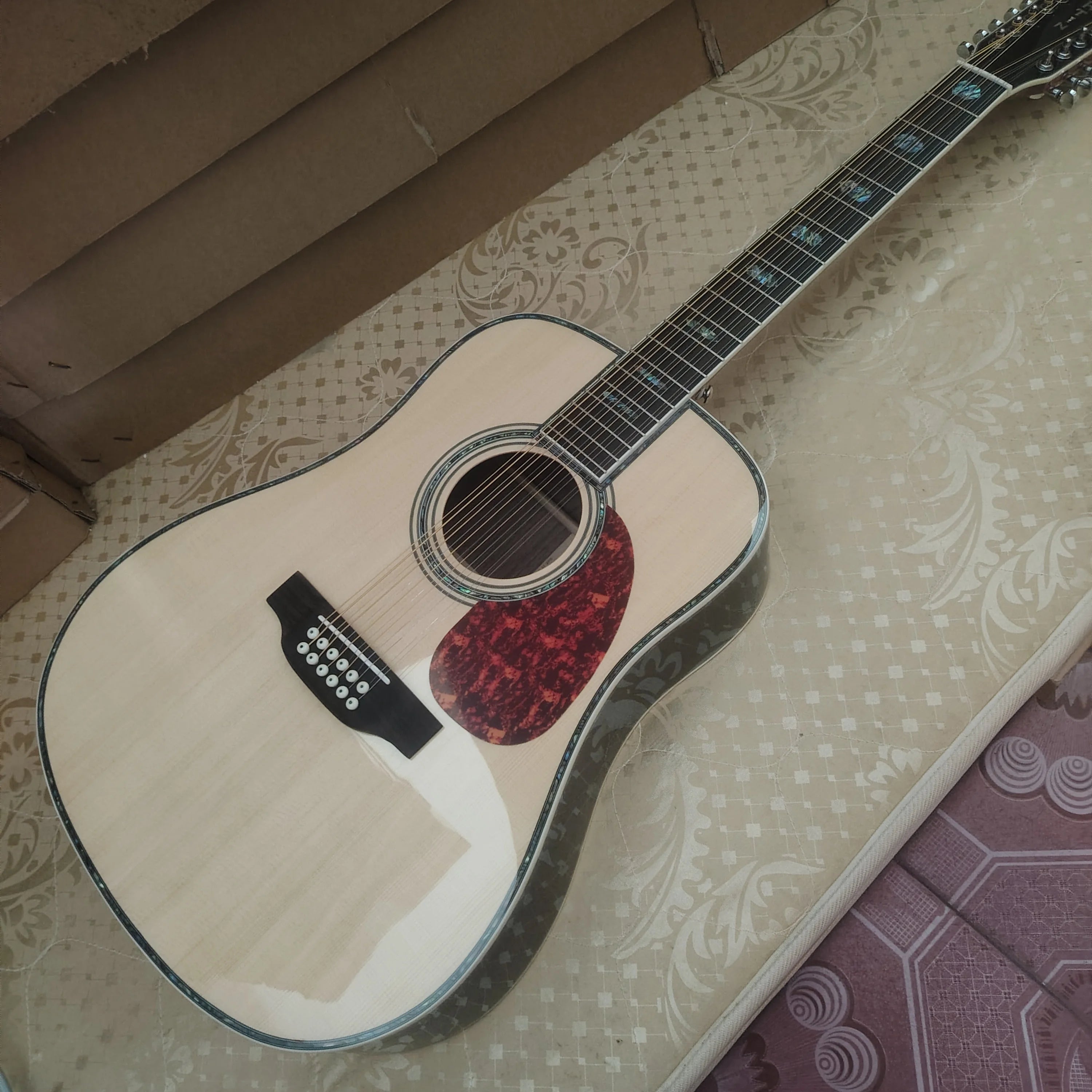 High quality 41 inch 12 string transparent color D45 guitar folk guitar/solid spruce top/301EQ/local warehouse fast shipping