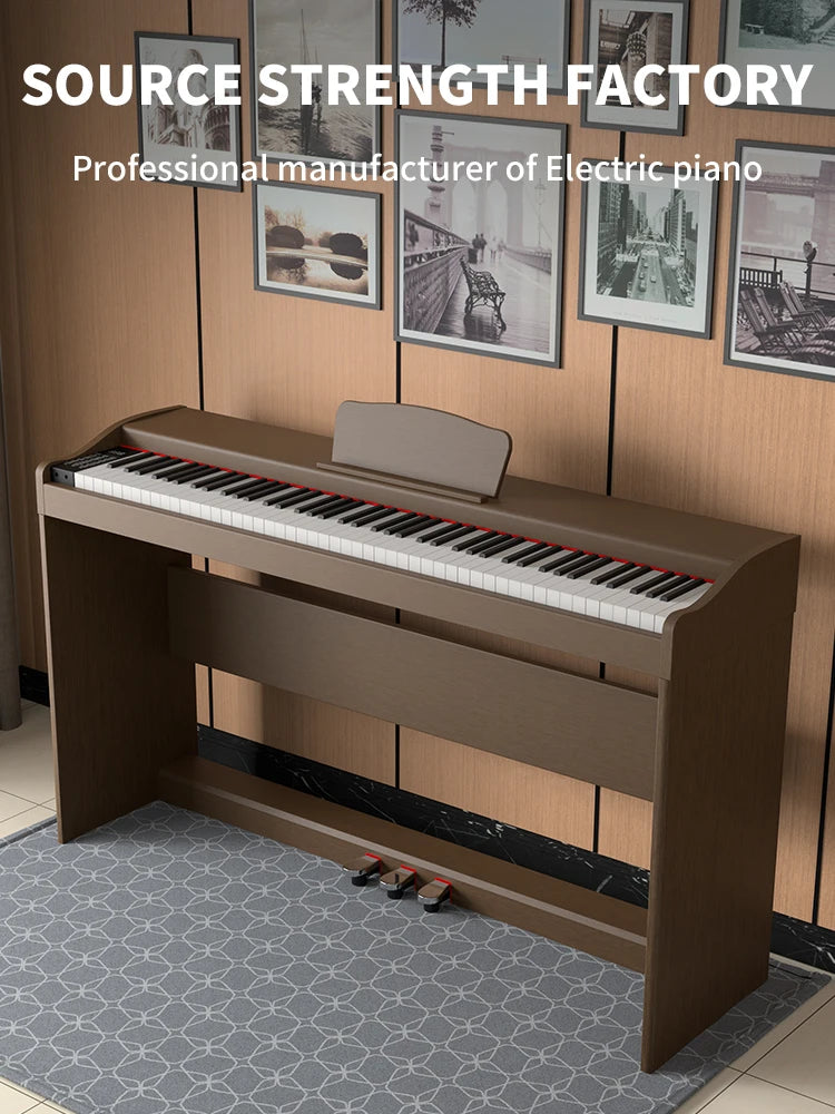 88-key Upright Hammer Piano PVCWood Grain Material Equipped with France DREAM Fifth-generation Audio Source 16Levels Sensitivity
