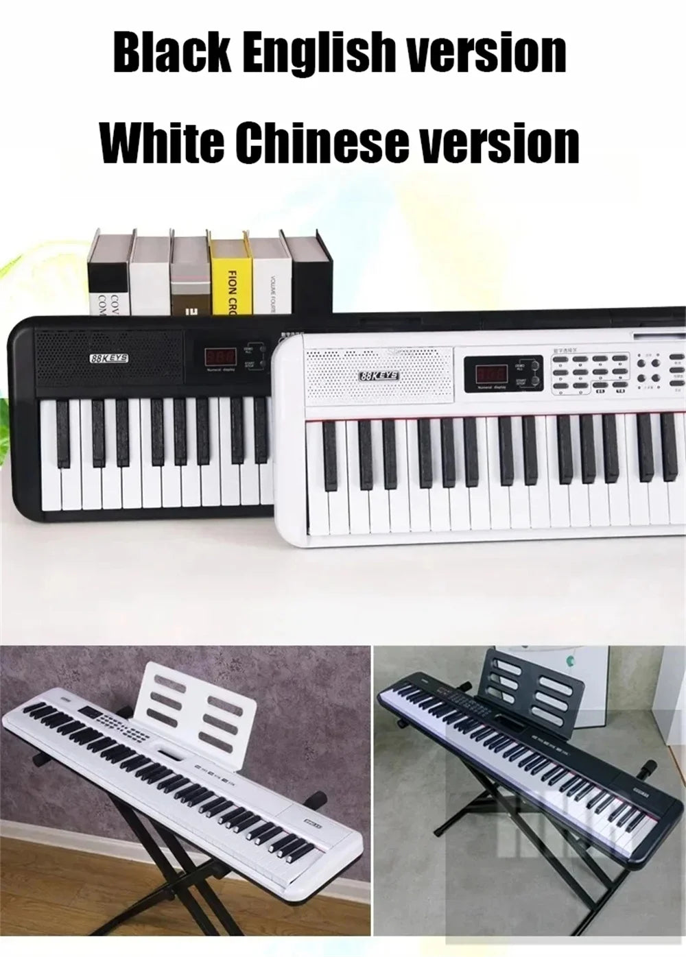 88 Keys Portable Digital Piano Multifunctional Electronic Keyboard Piano Student Gift 88035 Musical Instrument Beginner