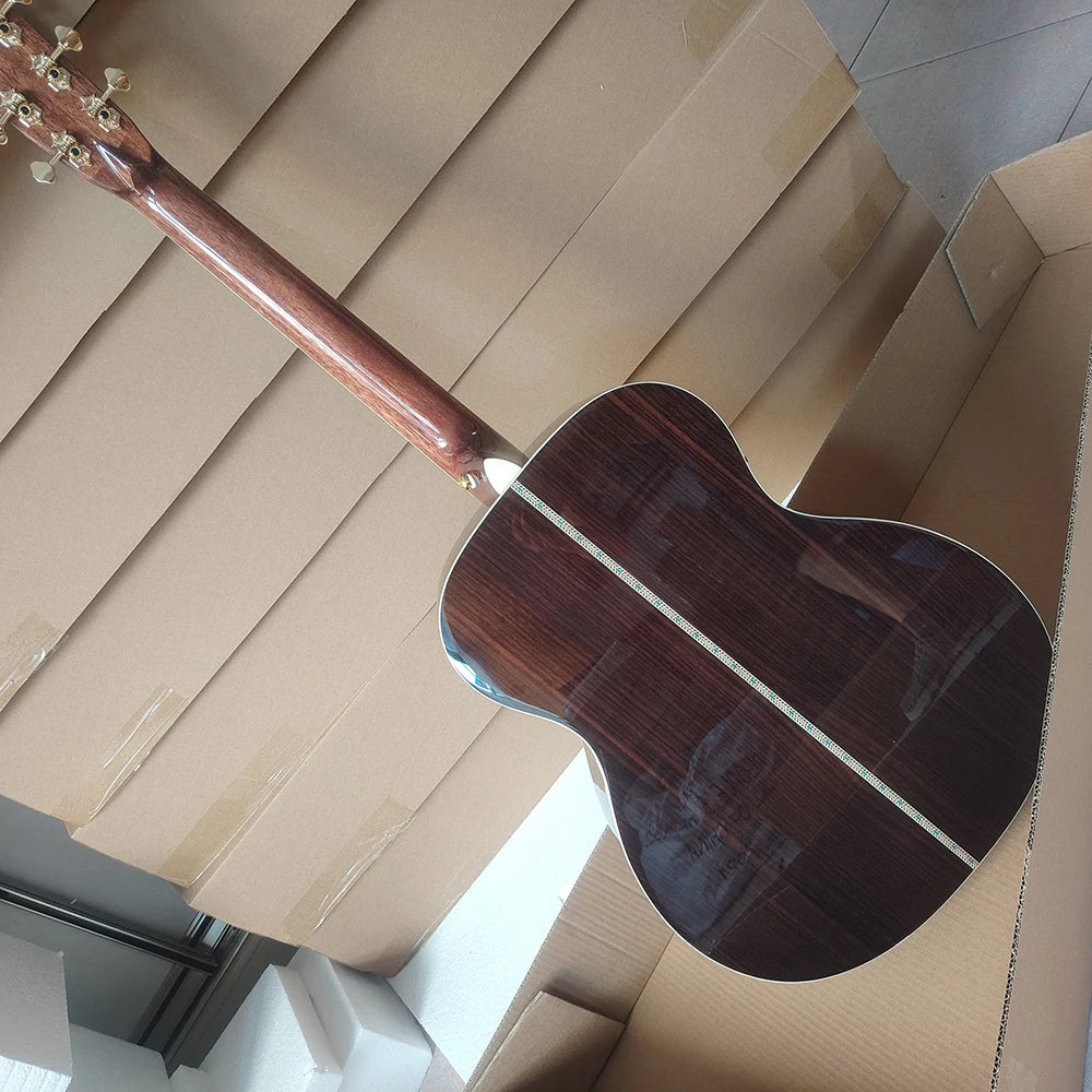 High quality OM42 acoustic guitar in stock, professional debugging, rosewood fingerboard, cow bone nut, fast delivery