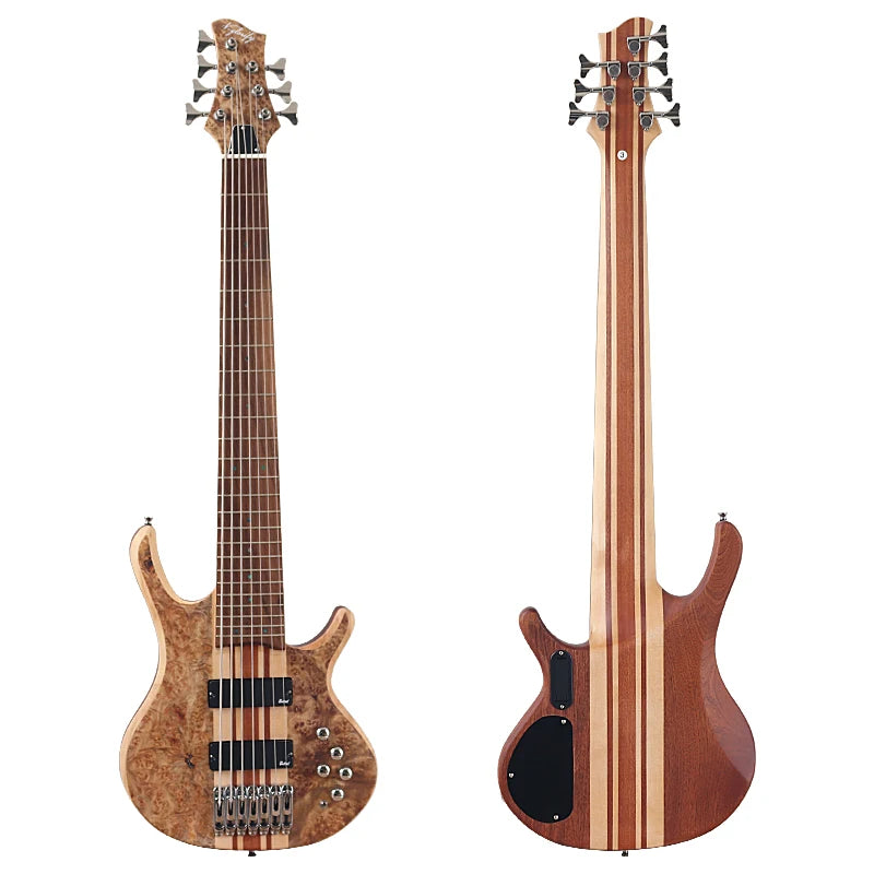 Active Electric Bass Guitar Tree Burl Top Neck Through 43 Inch 6 String 7 String Matte High Quality Bass