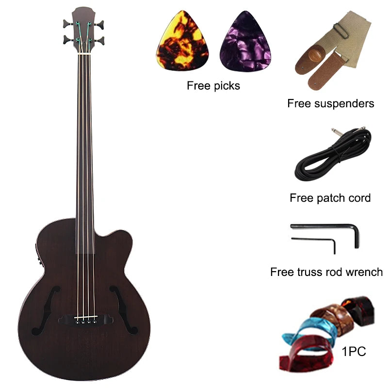 43 inch Fretless Electric Acoustic Bass Guitar Full Sapele Body 4 String Folk big jumbo Bass Guitar With Pick Up