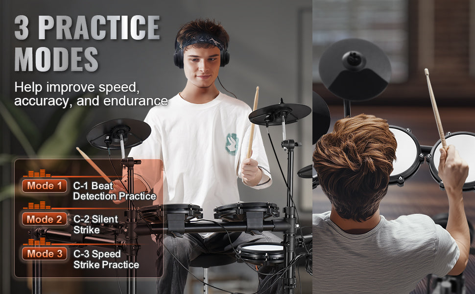 SucceBuy Electric Drum Set 32 Drum Kits & 480 Sounds, USB MIDI Supported 8 / 10 in Quiet Mesh+10 in Cymbals Drum Sticks Easy Use